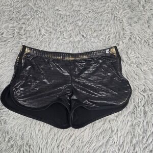 Betabrand Disco Shorts Womens Small Black Gold Metallic Shiny Festival Excellent